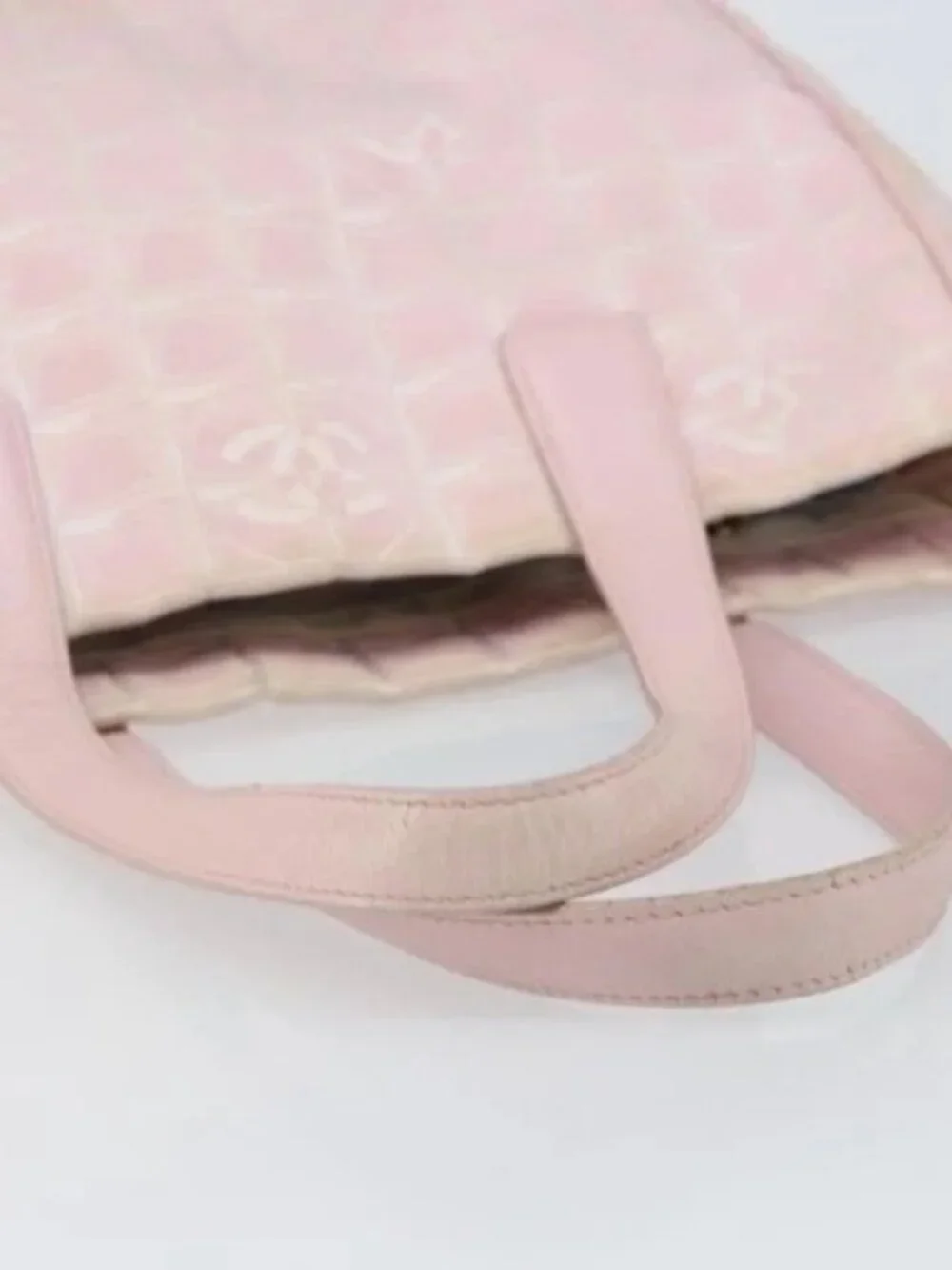 CHANEL New Travel Line Tote Bag Nylon Pink Gold CC Auth mr1511